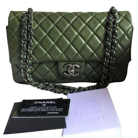 chanel classic flap bag green